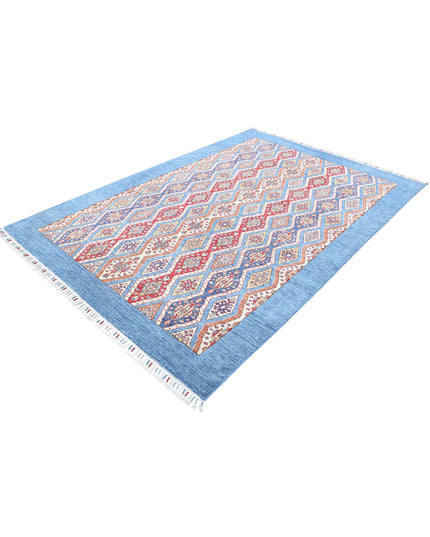 Shaal 6' 3" X 9' 4" Hand Knotted Wool Rug 6' 3" X 9' 4" (191 X 284) / Blue / Wool