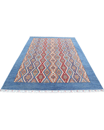 Shaal 6' 3" X 9' 4" Hand Knotted Wool Rug 6' 3" X 9' 4" (191 X 284) / Blue / Wool