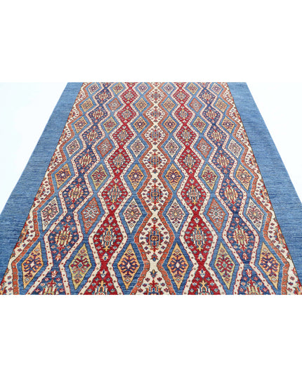 Shaal 6' 3" X 9' 4" Hand Knotted Wool Rug 6' 3" X 9' 4" (191 X 284) / Blue / Wool