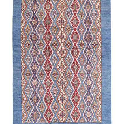 Shaal 6' 3" X 9' 4" Hand Knotted Wool Rug 6' 3" X 9' 4" (191 X 284) / Blue / Wool
