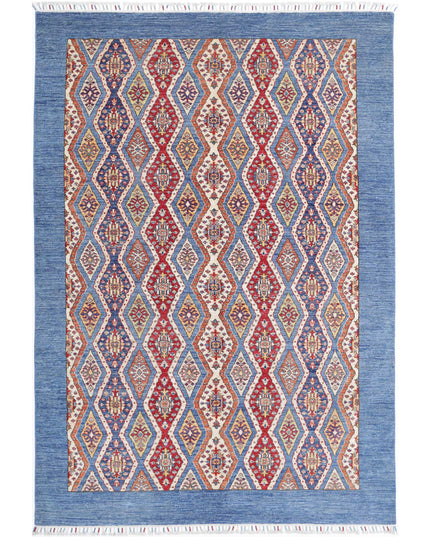 Shaal 6' 3" X 9' 4" Hand Knotted Wool Rug 6' 3" X 9' 4" (191 X 284) / Blue / Wool