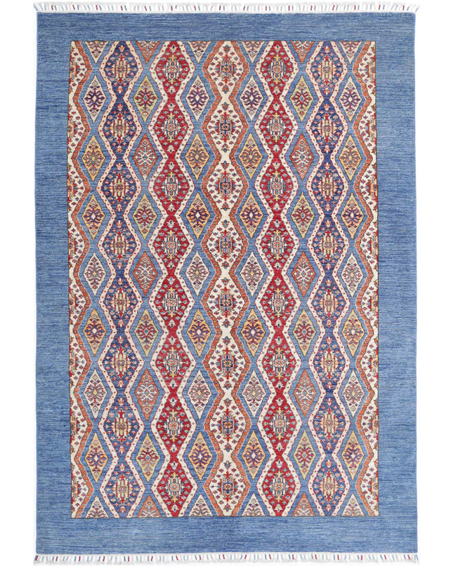 Shaal 6' 3" X 9' 4" Hand Knotted Wool Rug 6' 3" X 9' 4" (191 X 284) / Blue / Wool