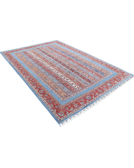 Shaal 6' 7" X 9' 6" Hand Knotted Wool Rug 6' 7" X 9' 6" (201 X 290) / Blue / Wool