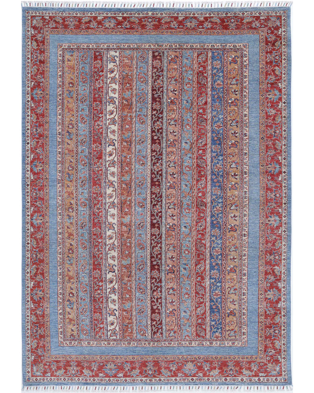 Shaal 6' 7" X 9' 6" Hand Knotted Wool Rug 6' 7" X 9' 6" (201 X 290) / Blue / Wool