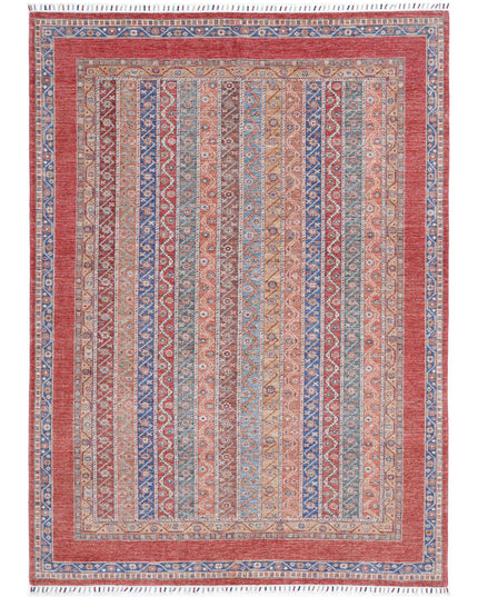 Shaal 6' 7" X 9' 5" Hand Knotted Wool Rug 6' 7" X 9' 5" (201 X 287) / Red / Wool