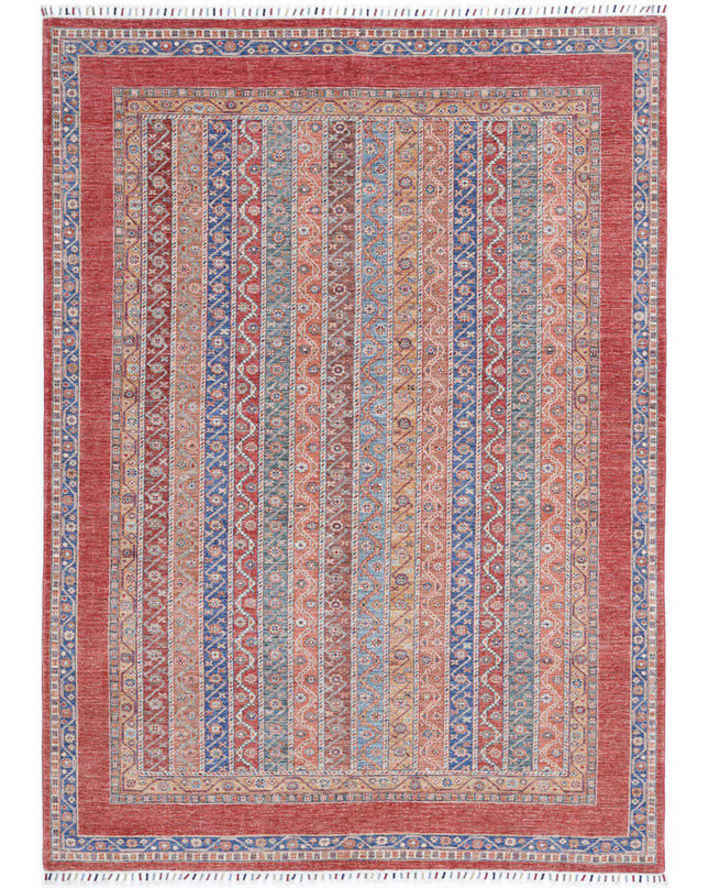 Shaal 6' 7" X 9' 5" Hand Knotted Wool Rug 6' 7" X 9' 5" (201 X 287) / Red / Wool