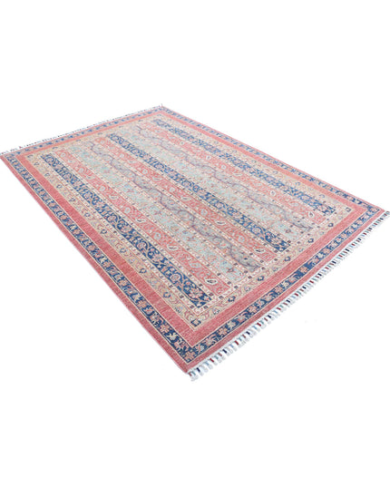 Shaal 5' 5" X 7' 9" Hand Knotted Wool Rug 5' 5" X 7' 9" (165 X 236) / Red / Wool