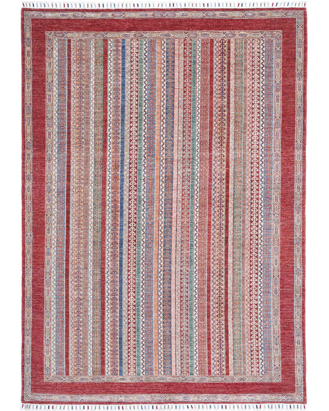 Shaal 5' 8" X 8' 0" Hand Knotted Wool Rug 5' 8" X 8' 0" (173 X 244) / Red / Wool