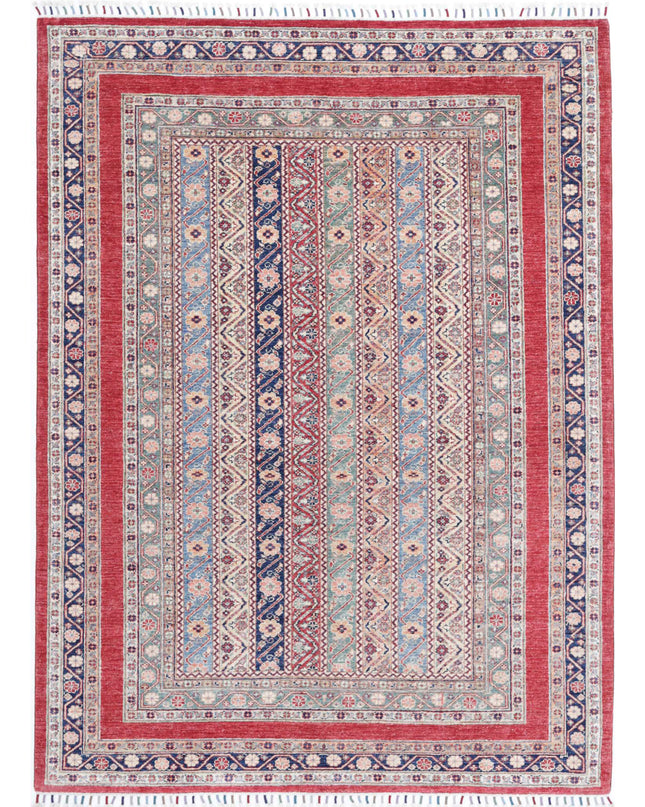 Shaal 5' 8" X 7' 7" Hand Knotted Wool Rug 5' 8" X 7' 7" (173 X 231) / Red / Wool