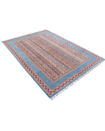 Shaal 5' 7" X 7' 9" Hand Knotted Wool Rug 5' 7" X 7' 9" (170 X 236) / Teal / Wool