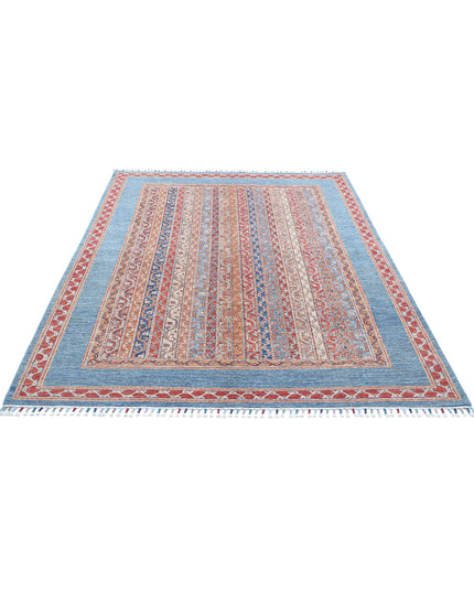 Shaal 5' 7" X 7' 9" Hand Knotted Wool Rug 5' 7" X 7' 9" (170 X 236) / Teal / Wool