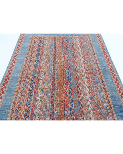 Shaal 5' 7" X 7' 9" Hand Knotted Wool Rug 5' 7" X 7' 9" (170 X 236) / Teal / Wool