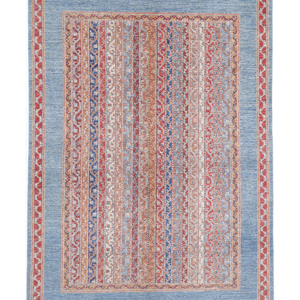 Shaal 5' 7" X 7' 9" Hand Knotted Wool Rug 5' 7" X 7' 9" (170 X 236) / Teal / Wool