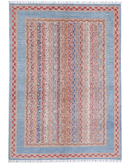 Shaal 5' 7" X 7' 9" Hand Knotted Wool Rug 5' 7" X 7' 9" (170 X 236) / Teal / Wool