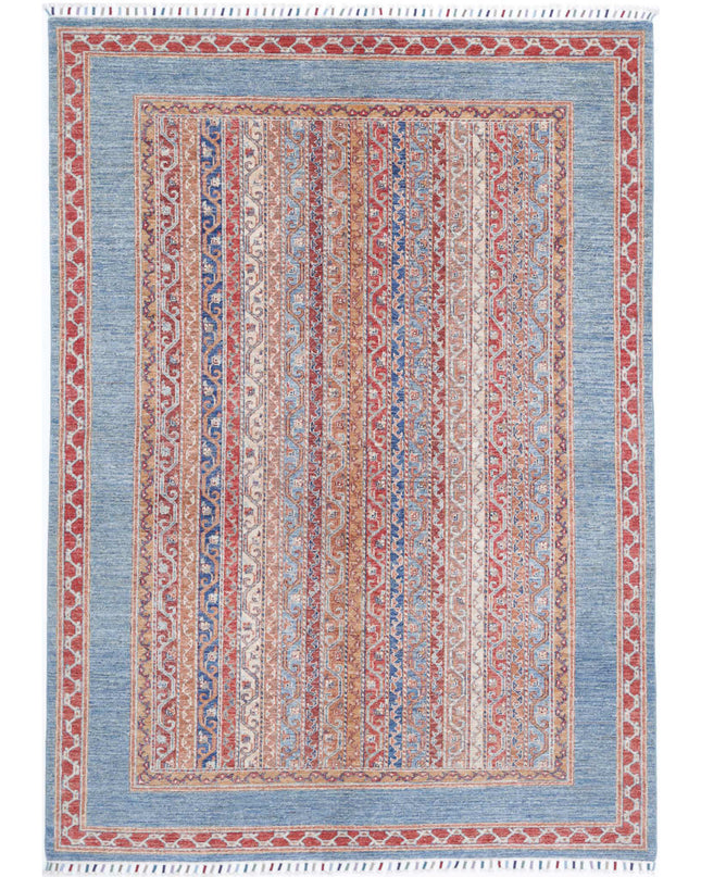Shaal 5' 7" X 7' 9" Hand Knotted Wool Rug 5' 7" X 7' 9" (170 X 236) / Teal / Wool