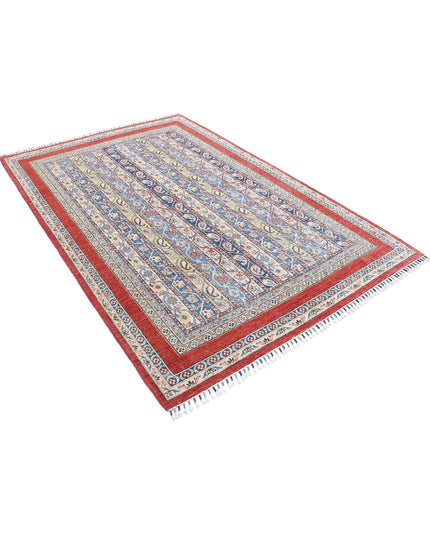 Shaal 5' 4" X 8' 8" Hand Knotted Wool Rug 5' 4" X 8' 8" (162 X 264) / Red / Wool
