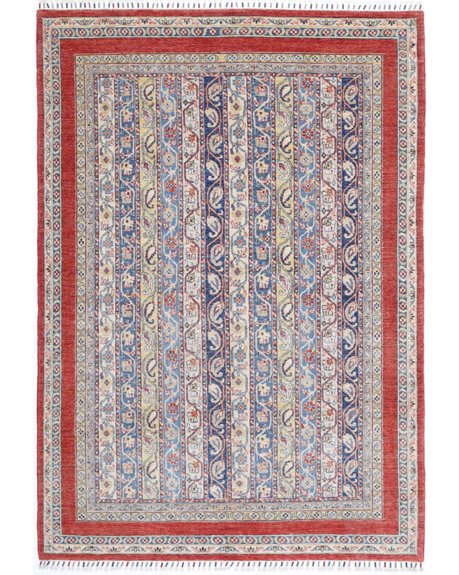 Shaal 5' 4" X 8' 8" Hand Knotted Wool Rug 5' 4" X 8' 8" (162 X 264) / Red / Wool