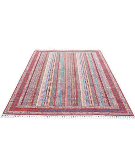 Shaal 5' 6" X 7' 9" Hand Knotted Wool Rug 5' 6" X 7' 9" (168 X 236) / Red / Wool