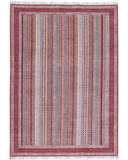 Shaal 5' 6" X 7' 9" Hand Knotted Wool Rug 5' 6" X 7' 9" (168 X 236) / Red / Wool