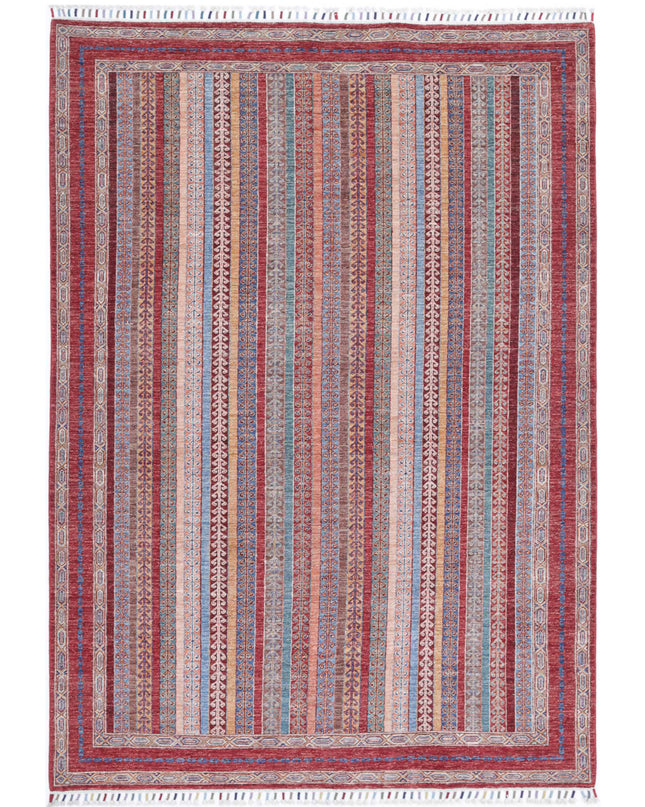 Shaal 5' 6" X 7' 9" Hand Knotted Wool Rug 5' 6" X 7' 9" (168 X 236) / Red / Wool