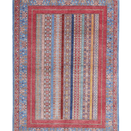 Shaal 5' 8" X 7' 11" Hand Knotted Wool Rug 5' 8" X 7' 11" (173 X 241) / Multi / Wool