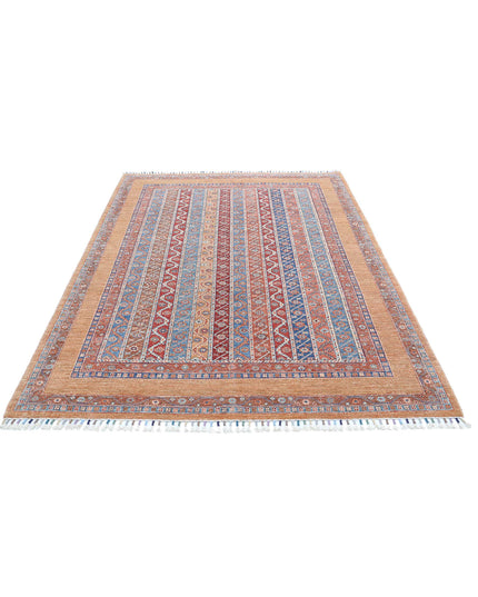 Shaal 5' 8" X 7' 11" Hand Knotted Wool Rug 5' 8" X 7' 11" (173 X 241) / Gold / Wool