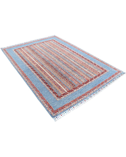 Shaal 5' 7" X 7' 9" Hand Knotted Wool Rug 5' 7" X 7' 9" (170 X 236) / Blue / Wool