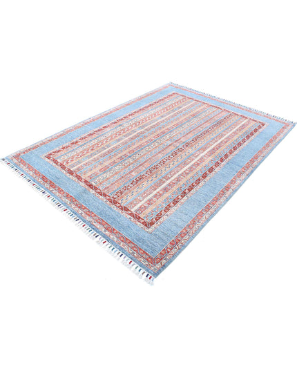 Shaal 5' 7" X 7' 9" Hand Knotted Wool Rug 5' 7" X 7' 9" (170 X 236) / Blue / Wool