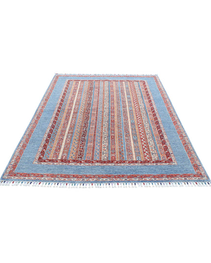 Shaal 5' 7" X 7' 9" Hand Knotted Wool Rug 5' 7" X 7' 9" (170 X 236) / Blue / Wool
