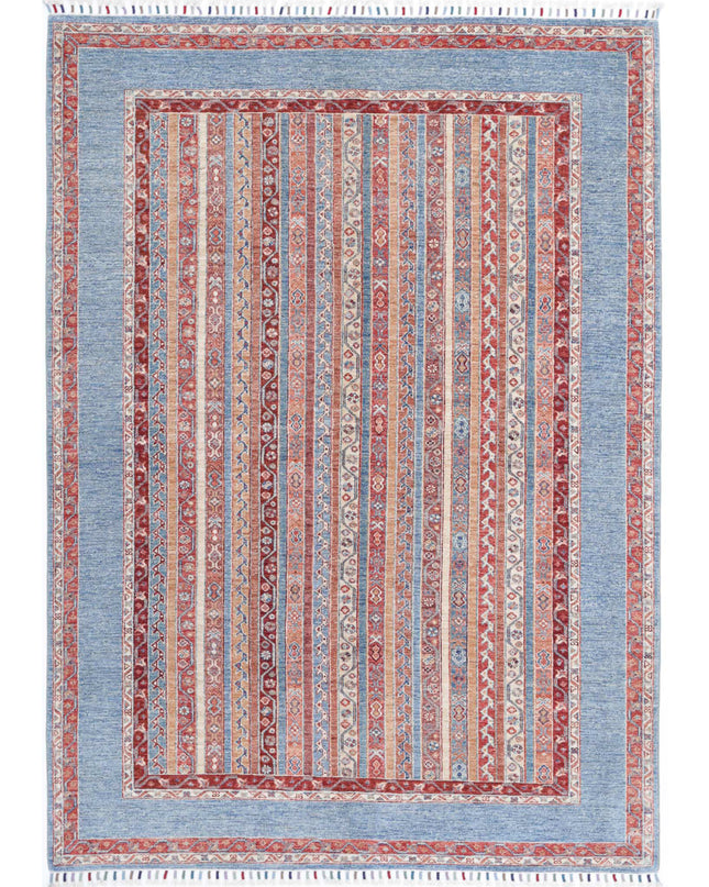 Shaal 5' 7" X 7' 9" Hand Knotted Wool Rug 5' 7" X 7' 9" (170 X 236) / Blue / Wool