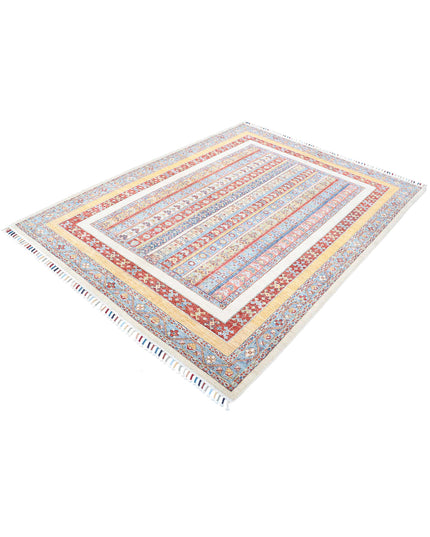Shaal 5' 8" X 7' 6" Hand Knotted Wool Rug 5' 8" X 7' 6" (173 X 229) / Ivory / Wool