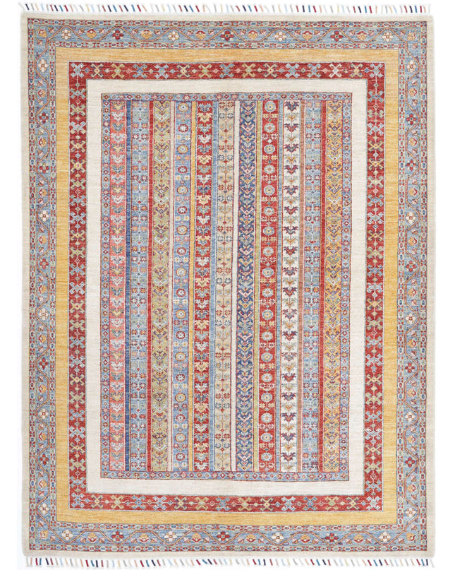 Shaal 5' 8" X 7' 6" Hand Knotted Wool Rug 5' 8" X 7' 6" (173 X 229) / Ivory / Wool