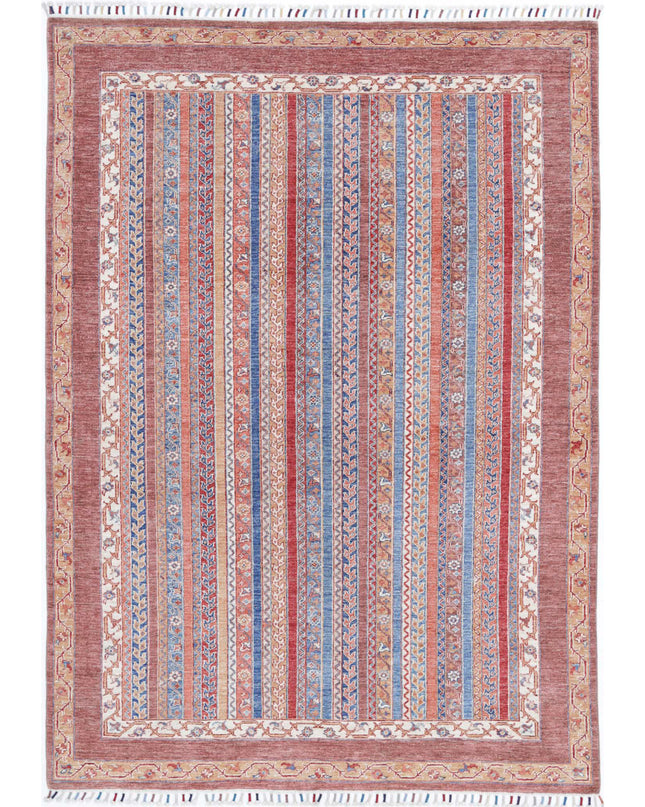 Shaal 5' 6" X 7' 9" Hand Knotted Wool Rug 5' 6" X 7' 9" (168 X 236) / Brown / Wool