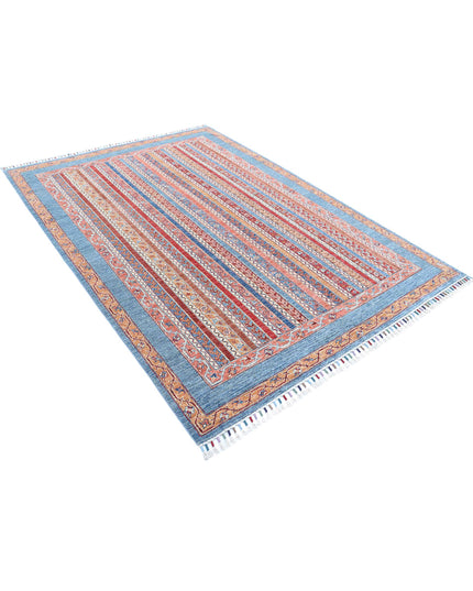 Shaal 5' 6" X 7' 10" Hand Knotted Wool Rug 5' 6" X 7' 10" (168 X 239) / Blue / Wool