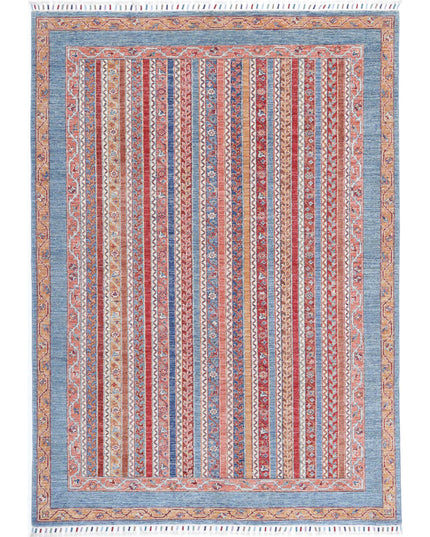 Shaal 5' 6" X 7' 10" Hand Knotted Wool Rug 5' 6" X 7' 10" (168 X 239) / Blue / Wool