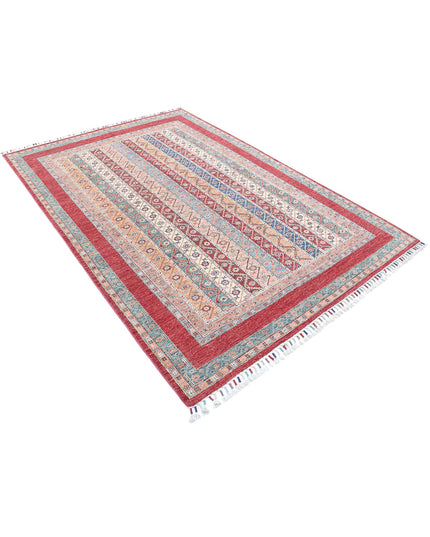 Shaal 5' 4" X 7' 10" Hand Knotted Wool Rug 5' 4" X 7' 10" (162 X 239) / Red / Wool