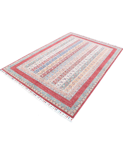 Shaal 5' 4" X 7' 10" Hand Knotted Wool Rug 5' 4" X 7' 10" (162 X 239) / Red / Wool