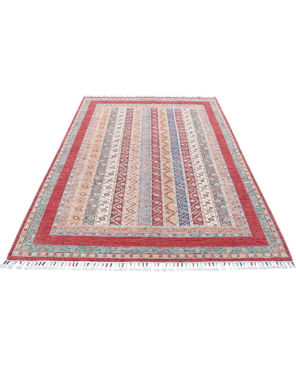 Shaal 5' 4" X 7' 10" Hand Knotted Wool Rug 5' 4" X 7' 10" (162 X 239) / Red / Wool