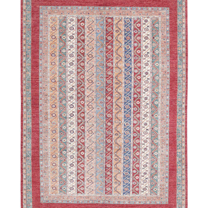 Shaal 5' 4" X 7' 10" Hand Knotted Wool Rug 5' 4" X 7' 10" (162 X 239) / Red / Wool