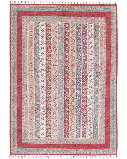 Shaal 5' 4" X 7' 10" Hand Knotted Wool Rug 5' 4" X 7' 10" (162 X 239) / Red / Wool
