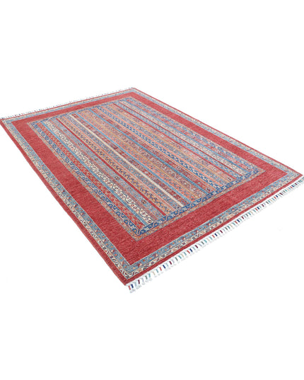 Shaal 5' 9" X 7' 9" Hand Knotted Wool Rug 5' 9" X 7' 9" (175 X 236) / Red / Wool