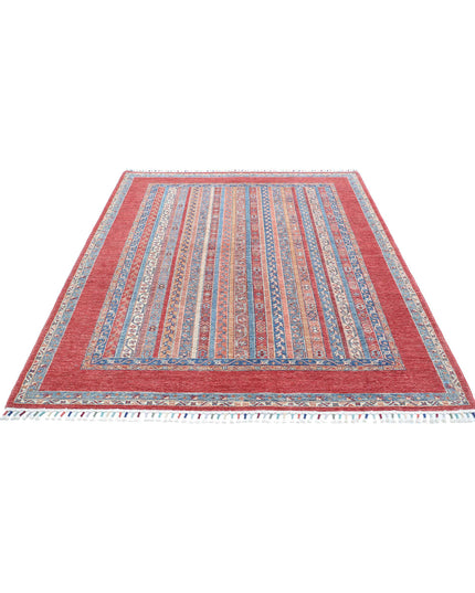 Shaal 5' 9" X 7' 9" Hand Knotted Wool Rug 5' 9" X 7' 9" (175 X 236) / Red / Wool