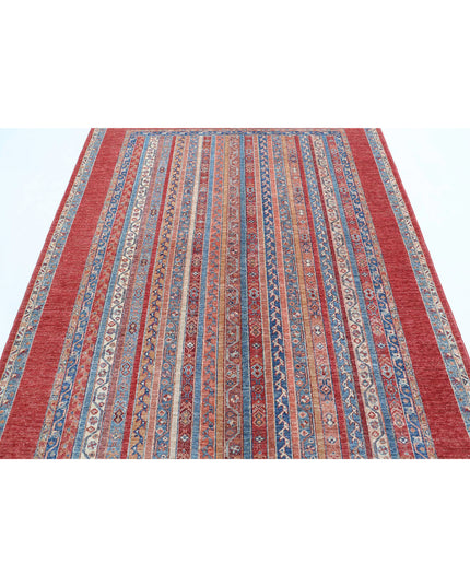 Shaal 5' 9" X 7' 9" Hand Knotted Wool Rug 5' 9" X 7' 9" (175 X 236) / Red / Wool