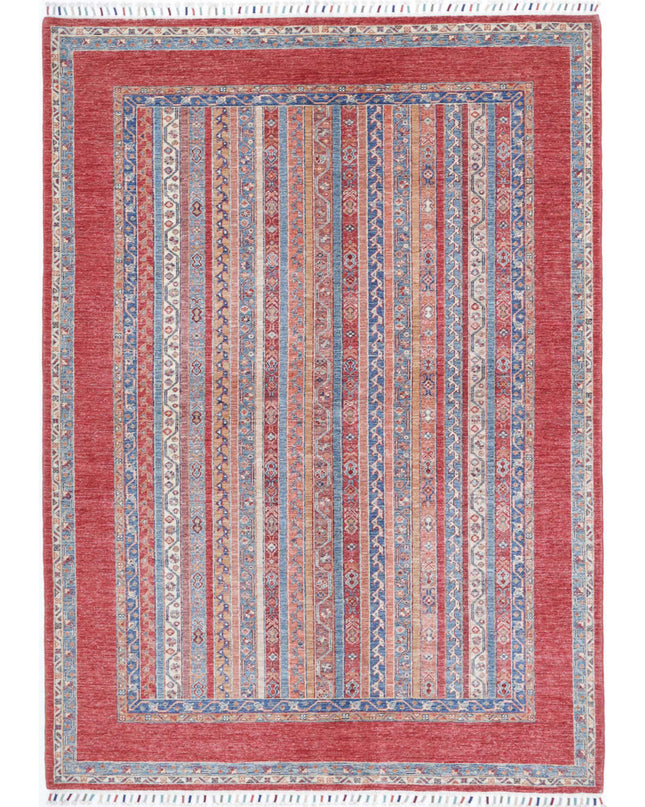 Shaal 5' 9" X 7' 9" Hand Knotted Wool Rug 5' 9" X 7' 9" (175 X 236) / Red / Wool