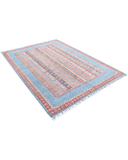 Shaal 5' 9" X 7' 8" Hand Knotted Wool Rug 5' 9" X 7' 8" (175 X 234) / Blue / Wool