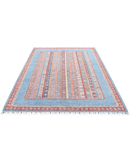 Shaal 5' 9" X 7' 8" Hand Knotted Wool Rug 5' 9" X 7' 8" (175 X 234) / Blue / Wool