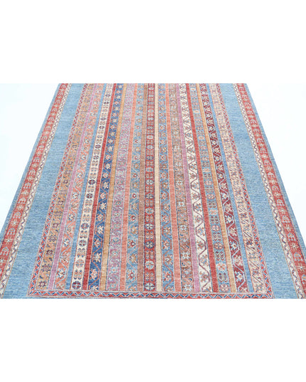 Shaal 5' 9" X 7' 8" Hand Knotted Wool Rug 5' 9" X 7' 8" (175 X 234) / Blue / Wool