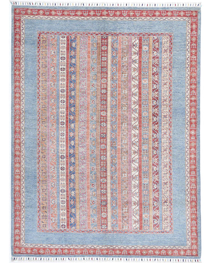 Shaal 5' 9" X 7' 8" Hand Knotted Wool Rug 5' 9" X 7' 8" (175 X 234) / Blue / Wool