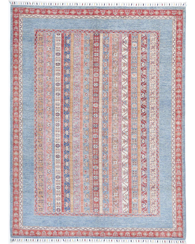 Shaal 5' 9" X 7' 8" Hand Knotted Wool Rug 5' 9" X 7' 8" (175 X 234) / Blue / Wool
