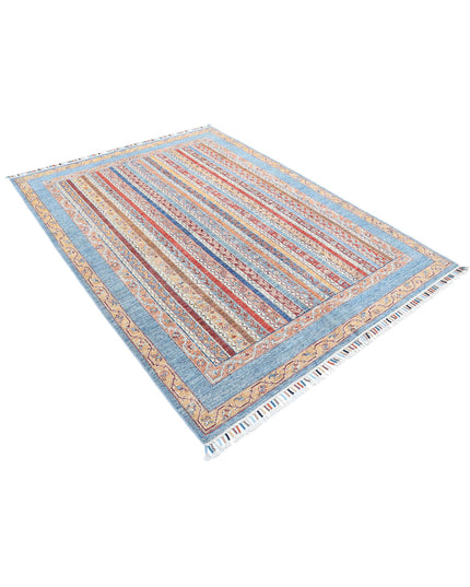 Shaal 5' 8" X 7' 6" Hand Knotted Wool Rug 5' 8" X 7' 6" (173 X 229) / Blue / Wool